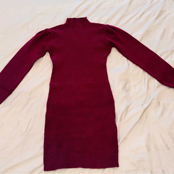 anrabess Dresses & Skirts - Chic Long Sleeve Knit Dress in Rich Burgundy